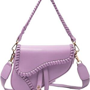 Women Saddle Shoulder Bag Trendy PU Leather Satchel Bag Underarm Handbag Crossbo